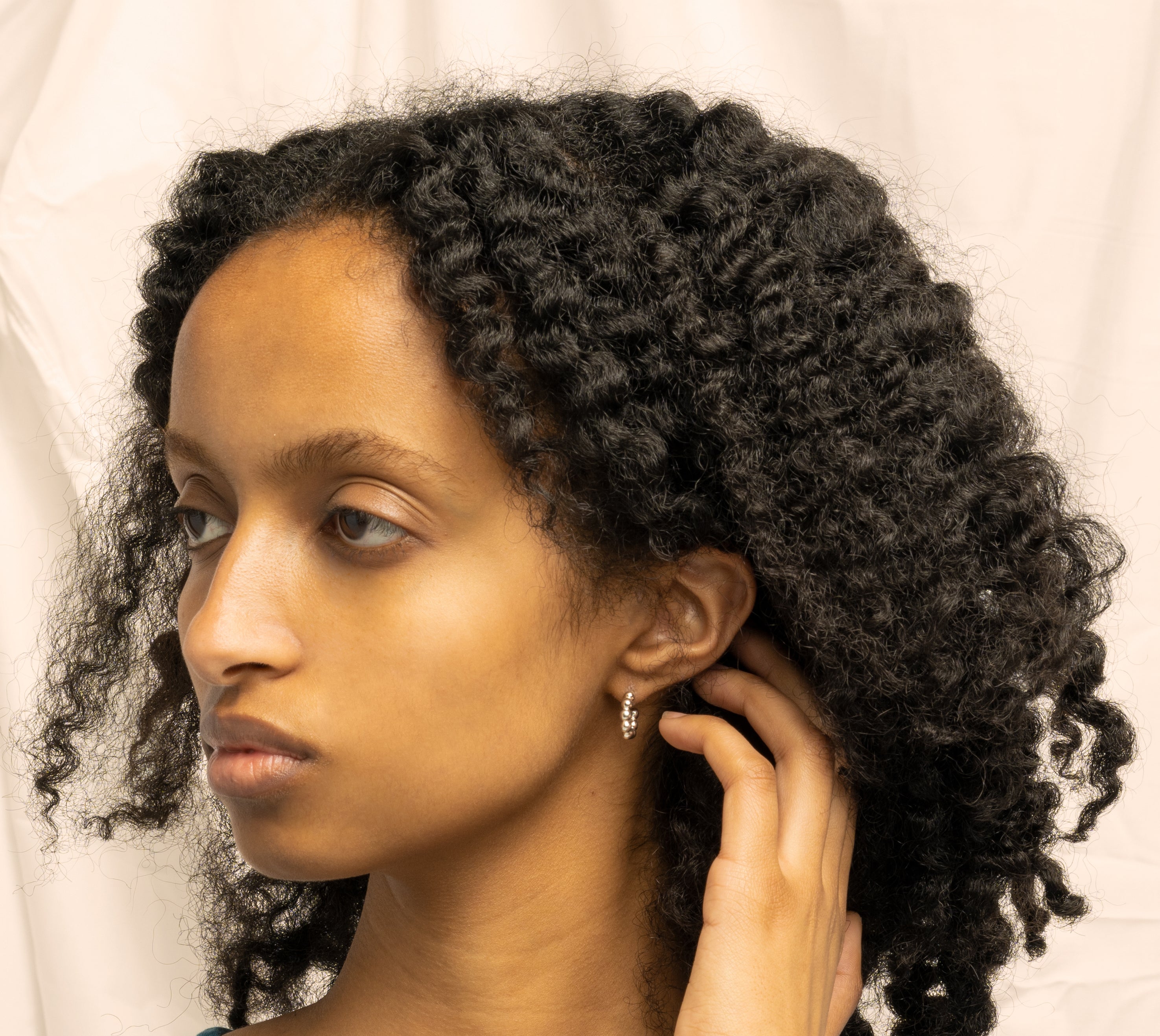 Thick Ball Hoop Earrings in Silver