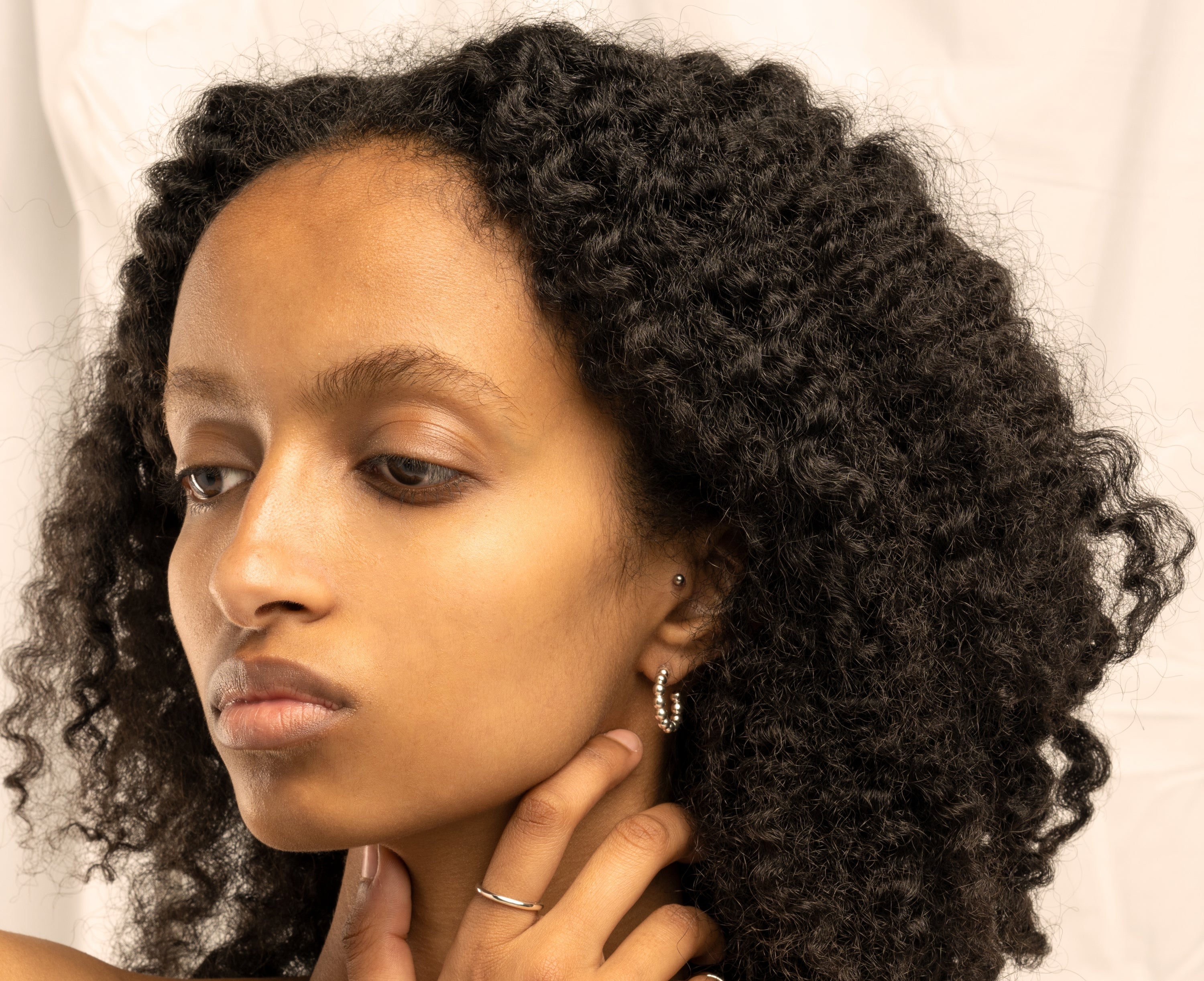 Thick Ball Hoop Earrings in Silver