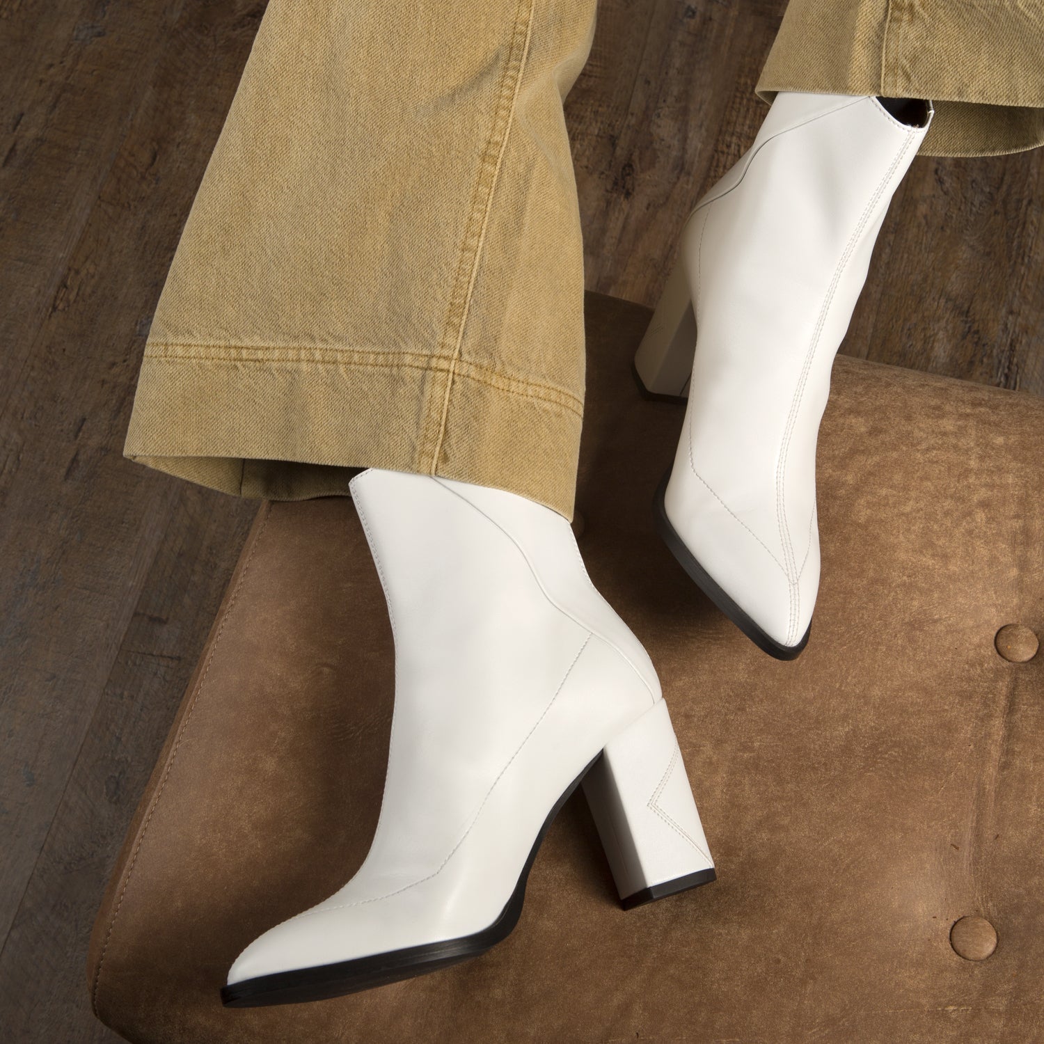 Sylven New York vegan apple leather white boots