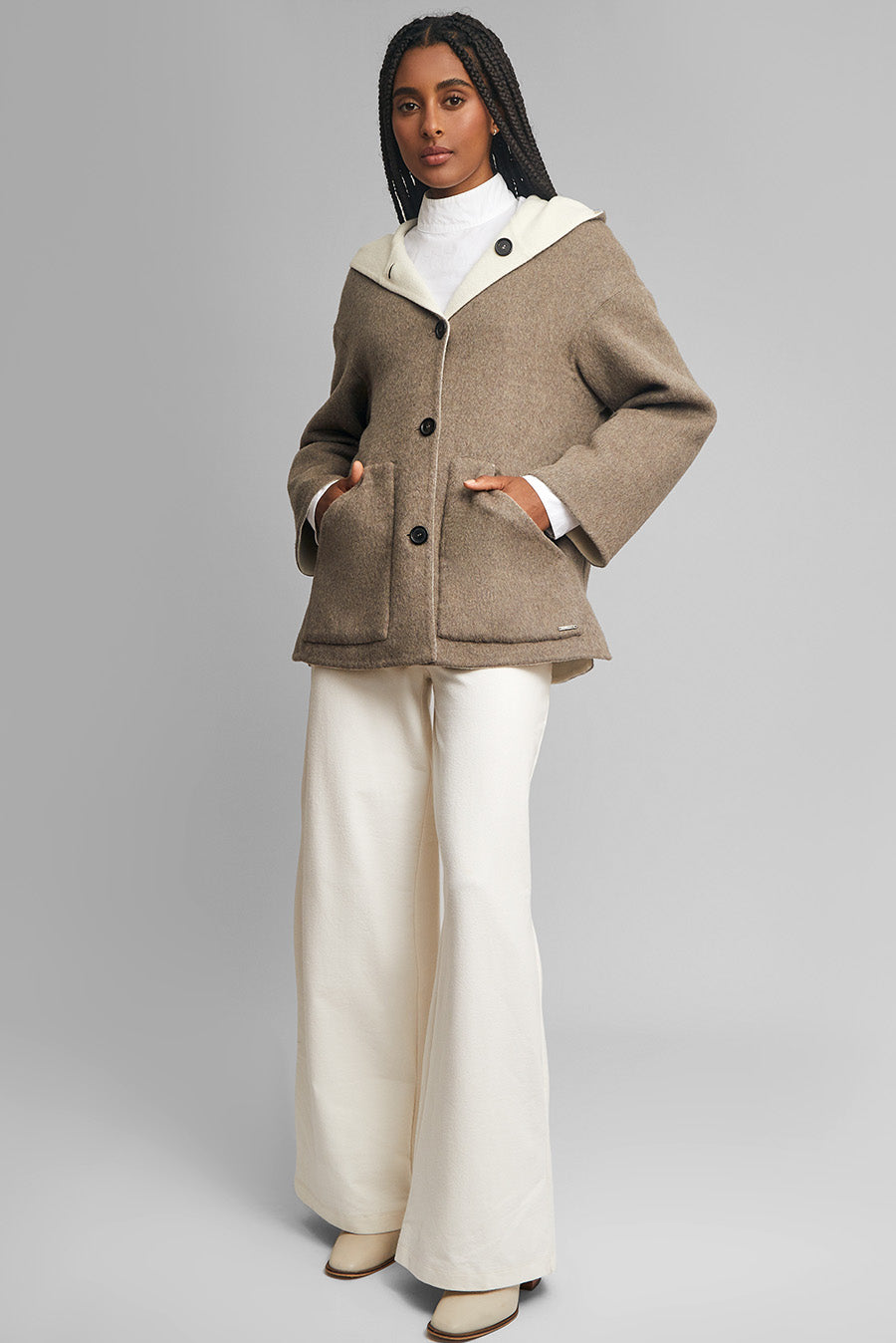 Whoopi Coat Baby Alpaca Color Sepia & Ecru