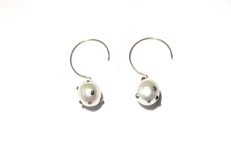 Bernard Cohen 18k Circle Drop Baroque Pearl Earrings