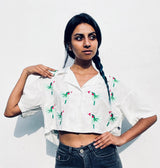 AGUSTINA - HUMMINGBIRDS CROP SHIRT - NOQA KASHANI COLLECTION