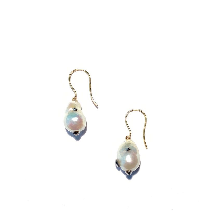 Bernard Cohen 18k French Drop Articulated Baroque Pearl Earrings