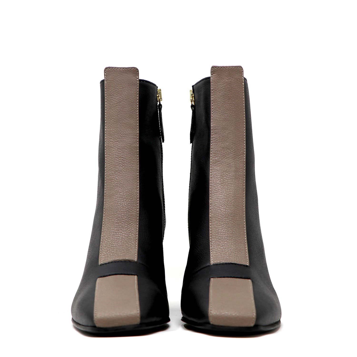 Sylven Jayne Black/Taupe Vegan apple leather boots - back shot