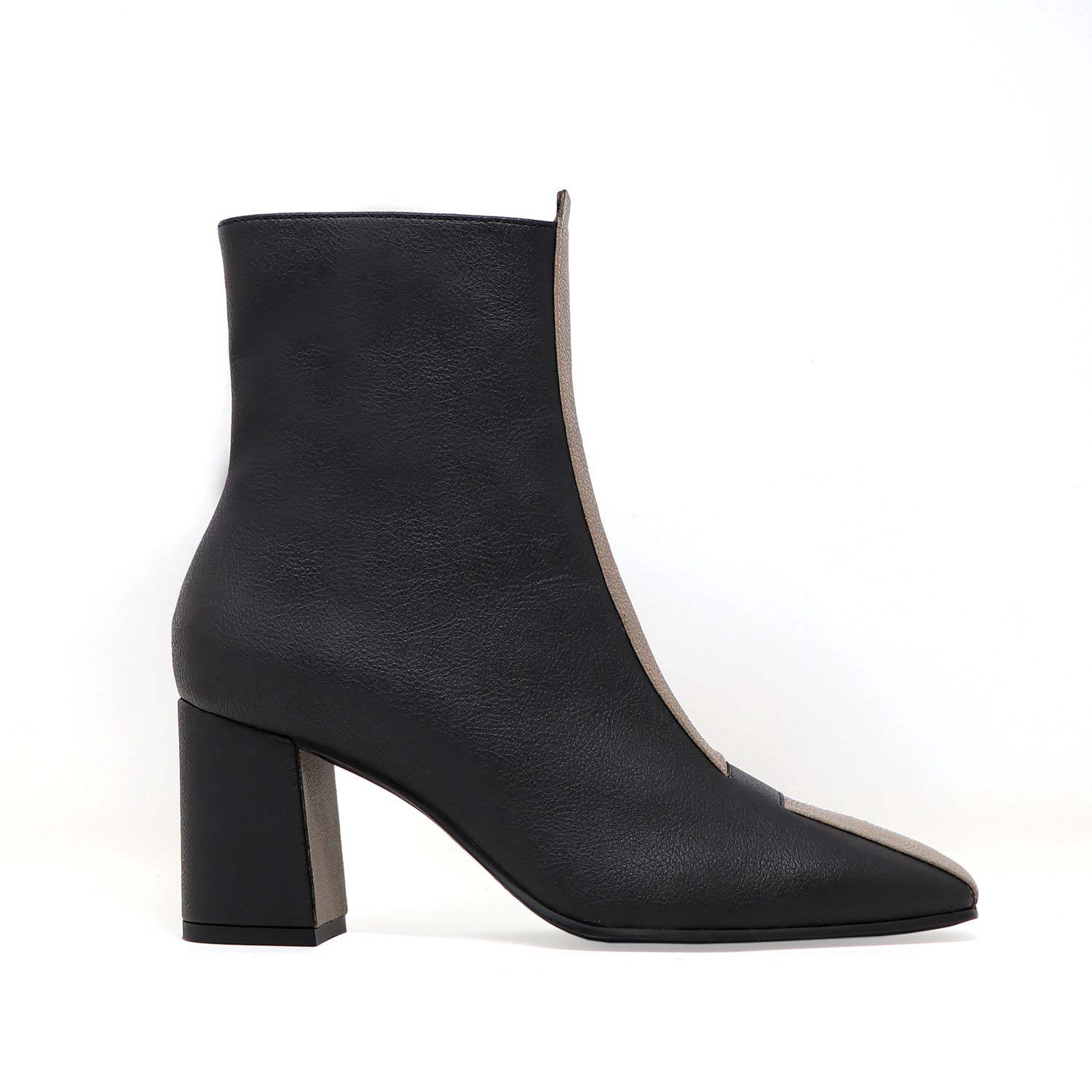 Sylven Jayne Black/Taupe Vegan apple leather boots