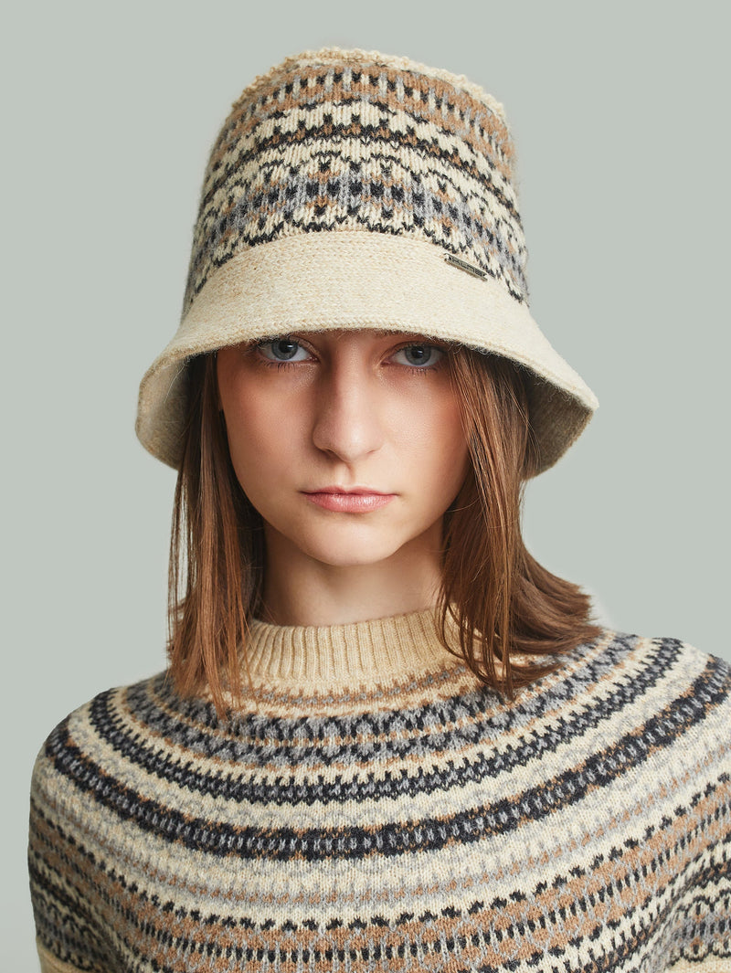 Yoke Bucket Hat Baby Alpaca Color Beige