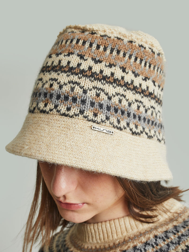 Yoke Bucket Hat Baby Alpaca Color Beige