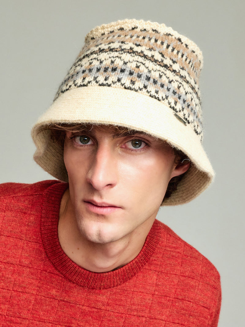 Yoke Bucket Hat Baby Alpaca Color Beige