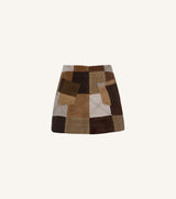 Renata Mini Skirt in Tostada Patchwork Alpaca Wool