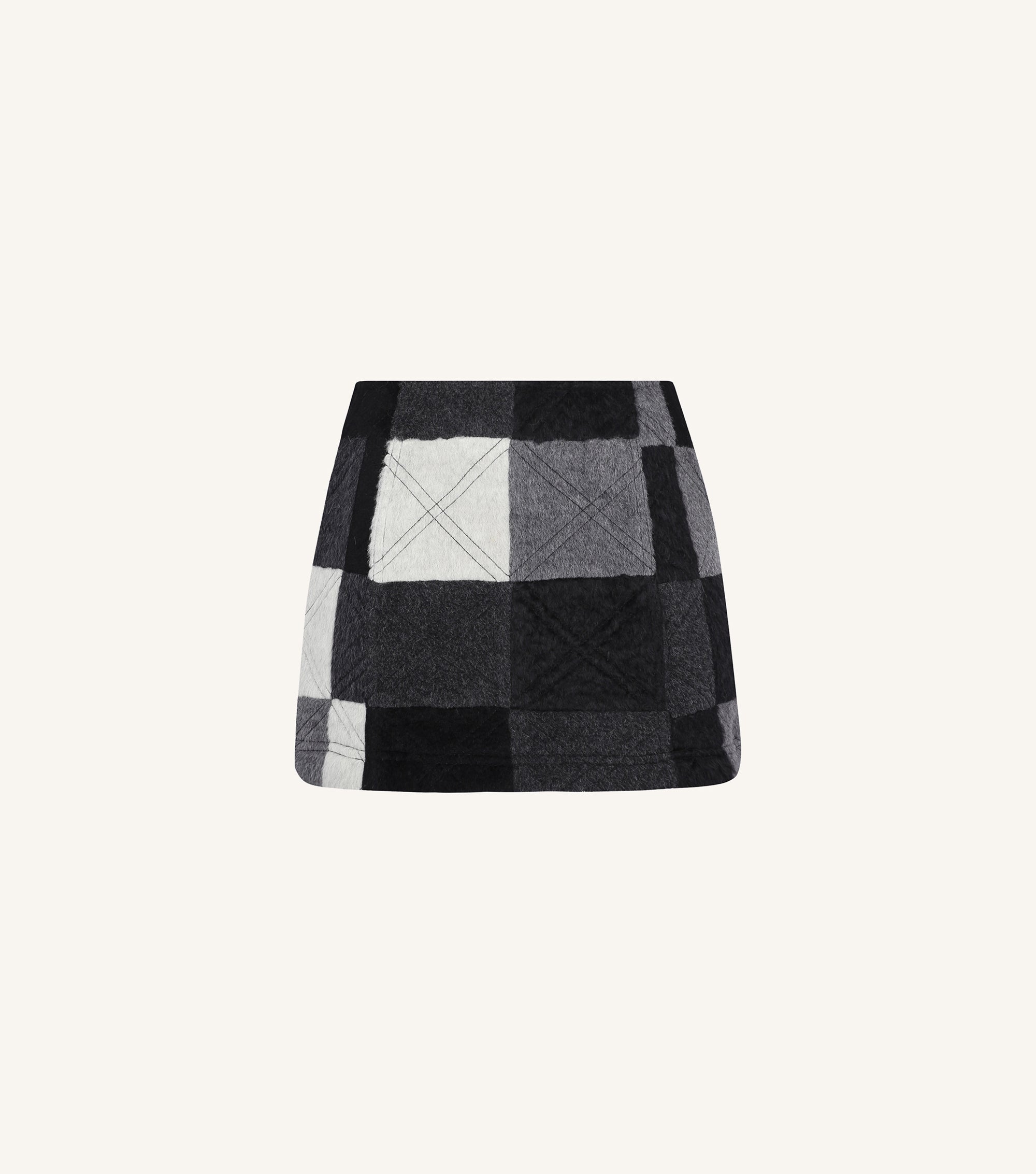 Renata Mini Skirt in Carbón Patchwork Alpaca Wool