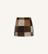 Renata Mini Skirt in Tostada Patchwork Alpaca Wool