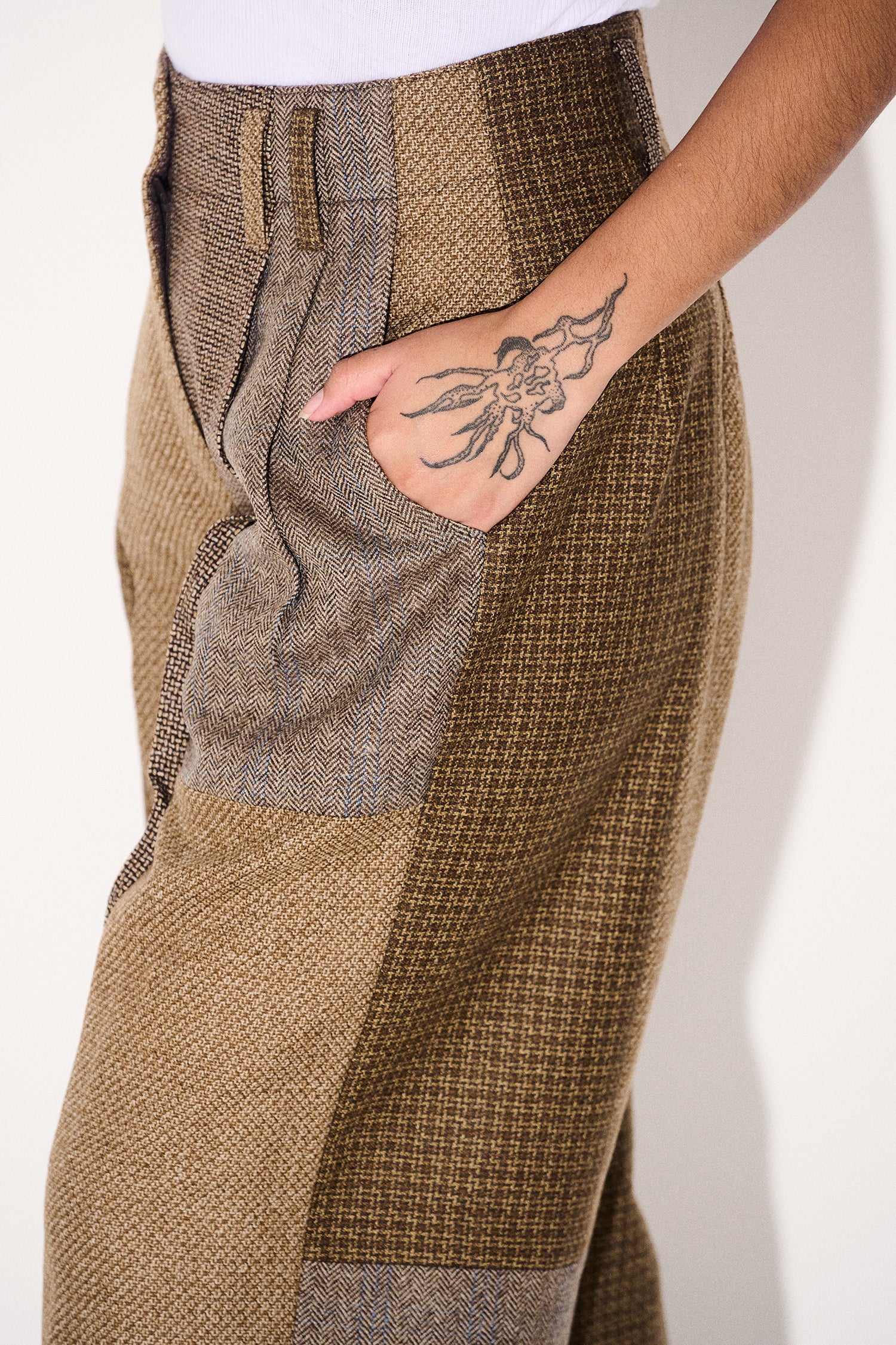 Guadalupe Trousers in Tostada Patchwork Merino Wool