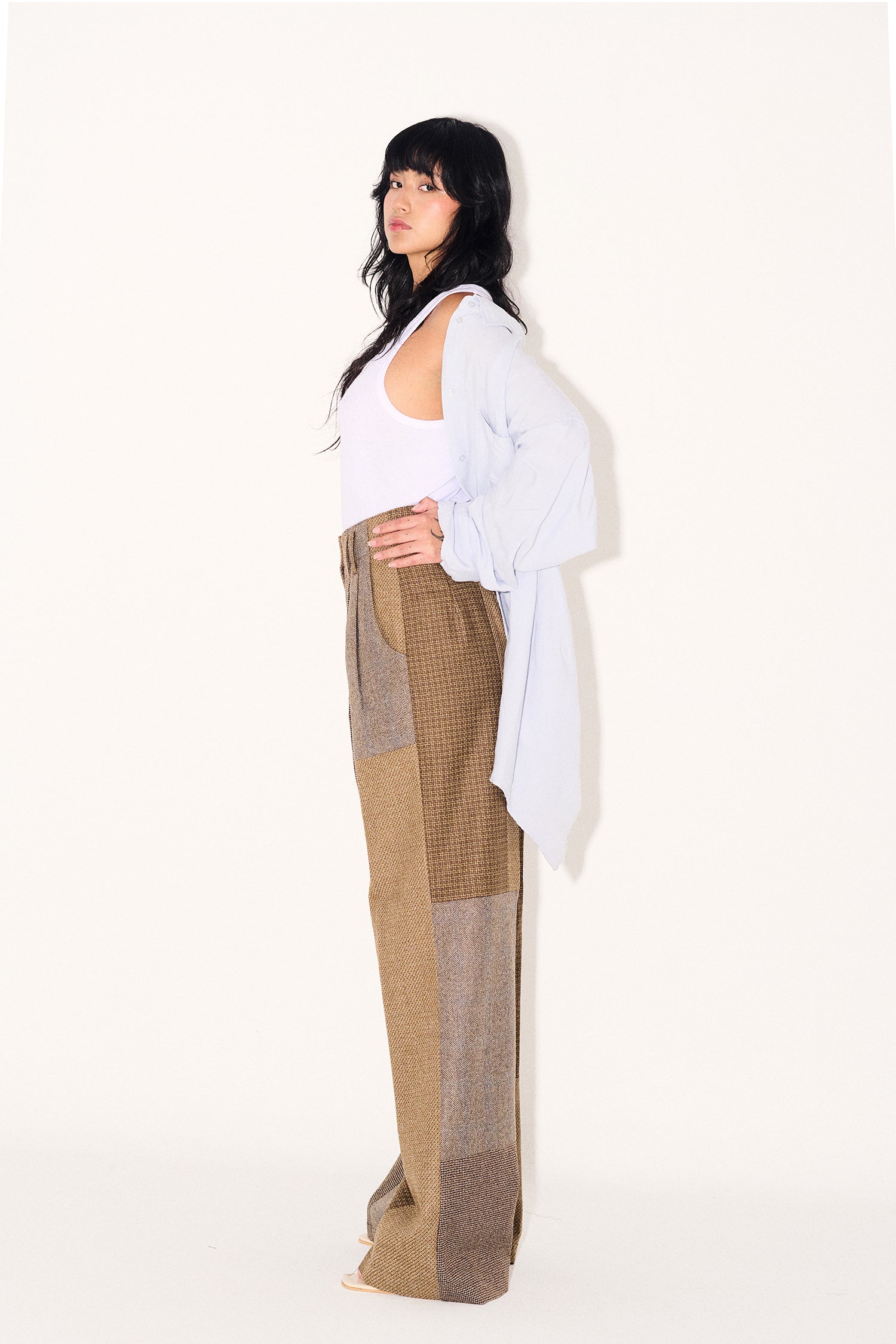 Guadalupe Trousers in Tostada Patchwork Merino Wool