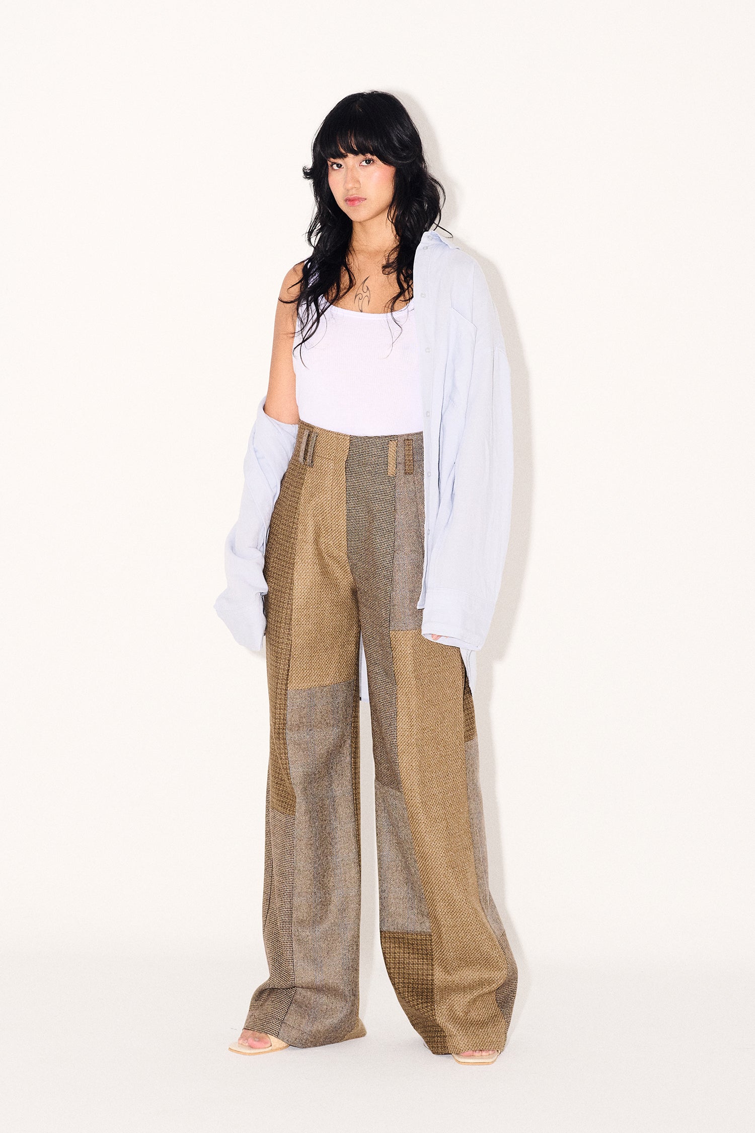 Guadalupe Trousers in Tostada Patchwork Merino Wool