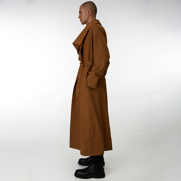 Long Camel Trench Coat Lâcher Prise