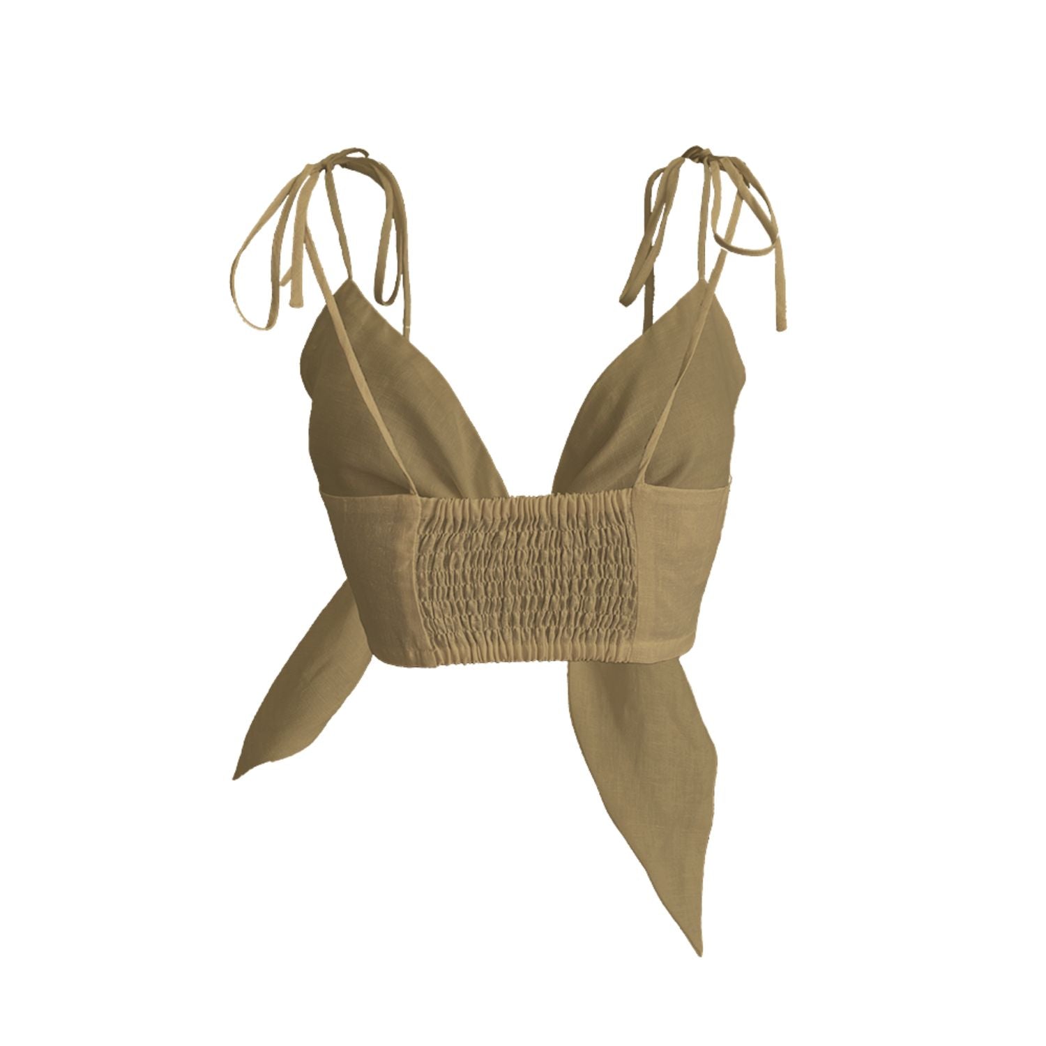 Koh Kong Shirred Bandeau Top in Camel