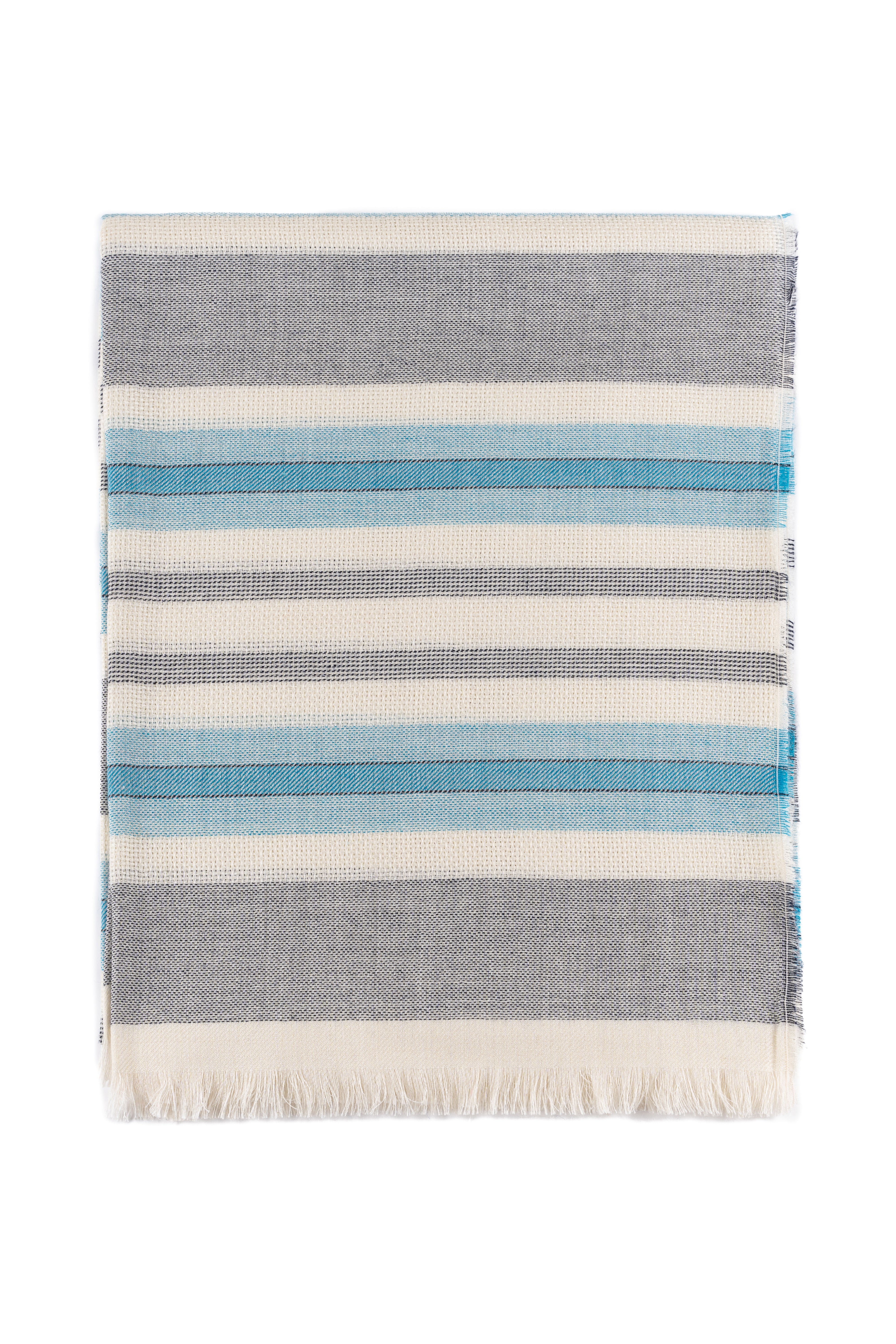 Baby Alpaca & Silk Throw Blanket color Grey/Sky Blue