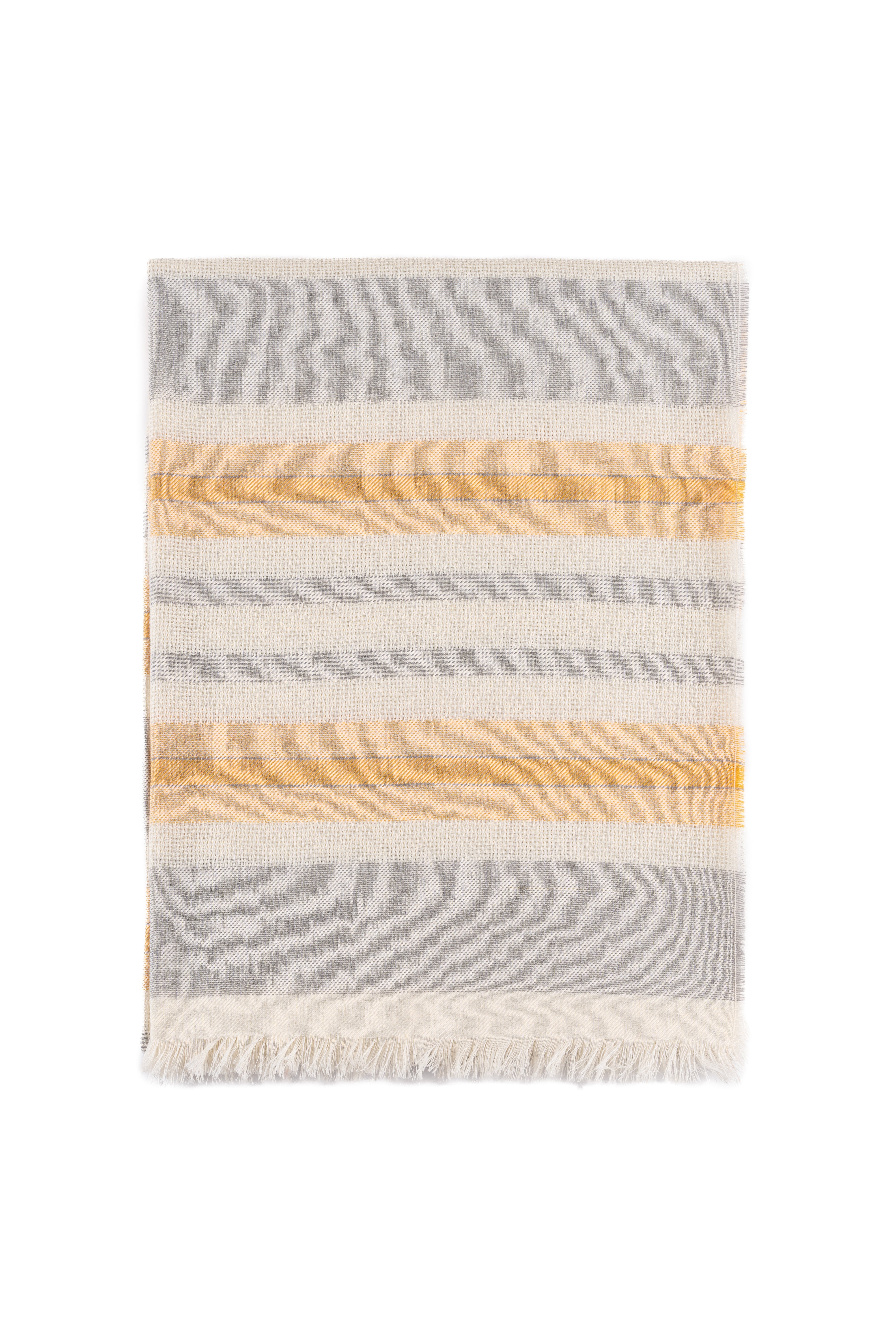 Baby Alpaca & Silk Throw Blanket Color Light Grey/Sunshine