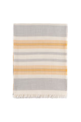 Baby Alpaca & Silk Throw Blanket Color Light Grey/Sunshine