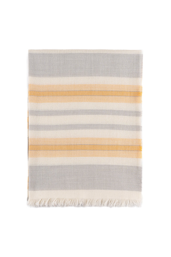 Baby Alpaca & Silk Throw Blanket Color Light Grey/Sunshine