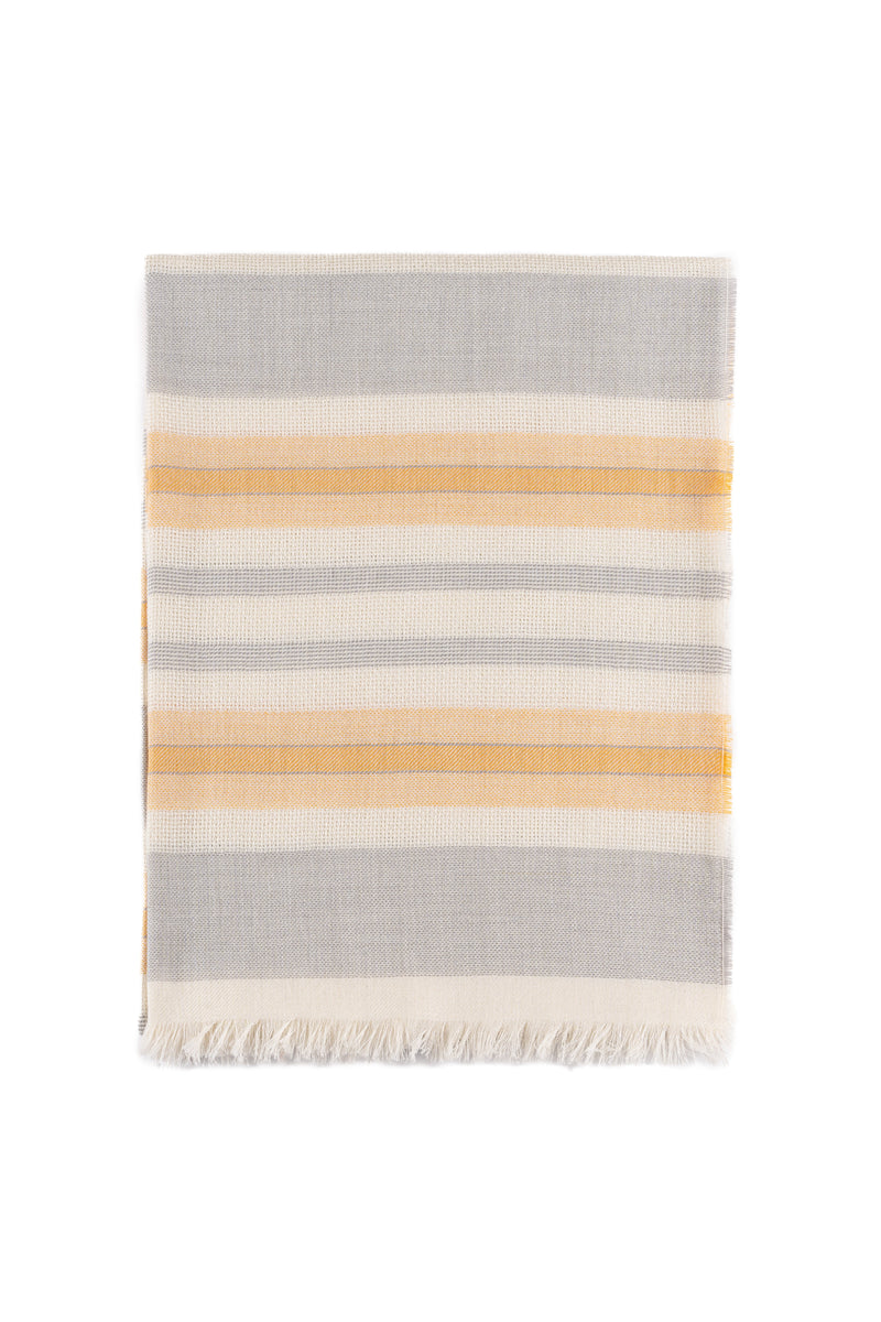 Baby Alpaca & Silk Throw Blanket Color Light Grey/Sunshine