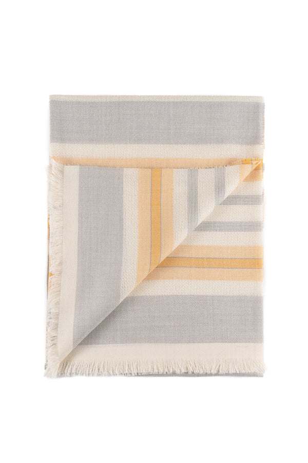 Baby Alpaca & Silk Throw Blanket Color Light Grey/Sunshine