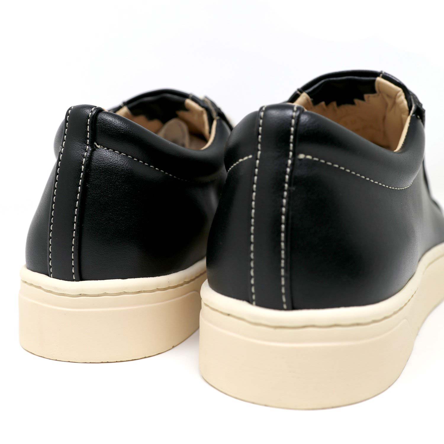 Sylven Mel Black/Oat vegan apple leather sneakers- back shot