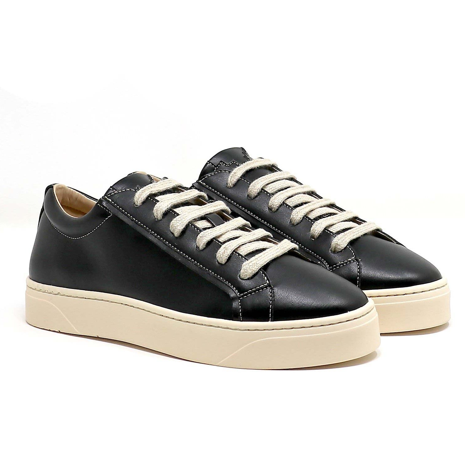 Sylven Mel Black/Oat vegan apple leather sneakers - sideshot