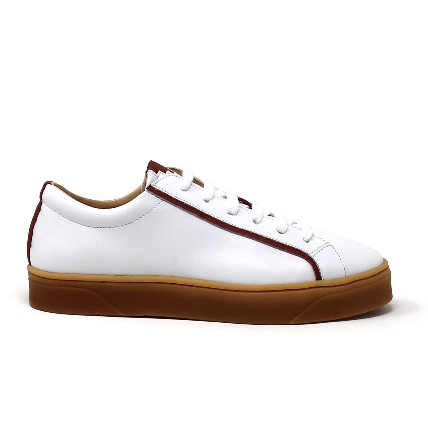 Sylven White/Scarlet vegan apple leather sneakers