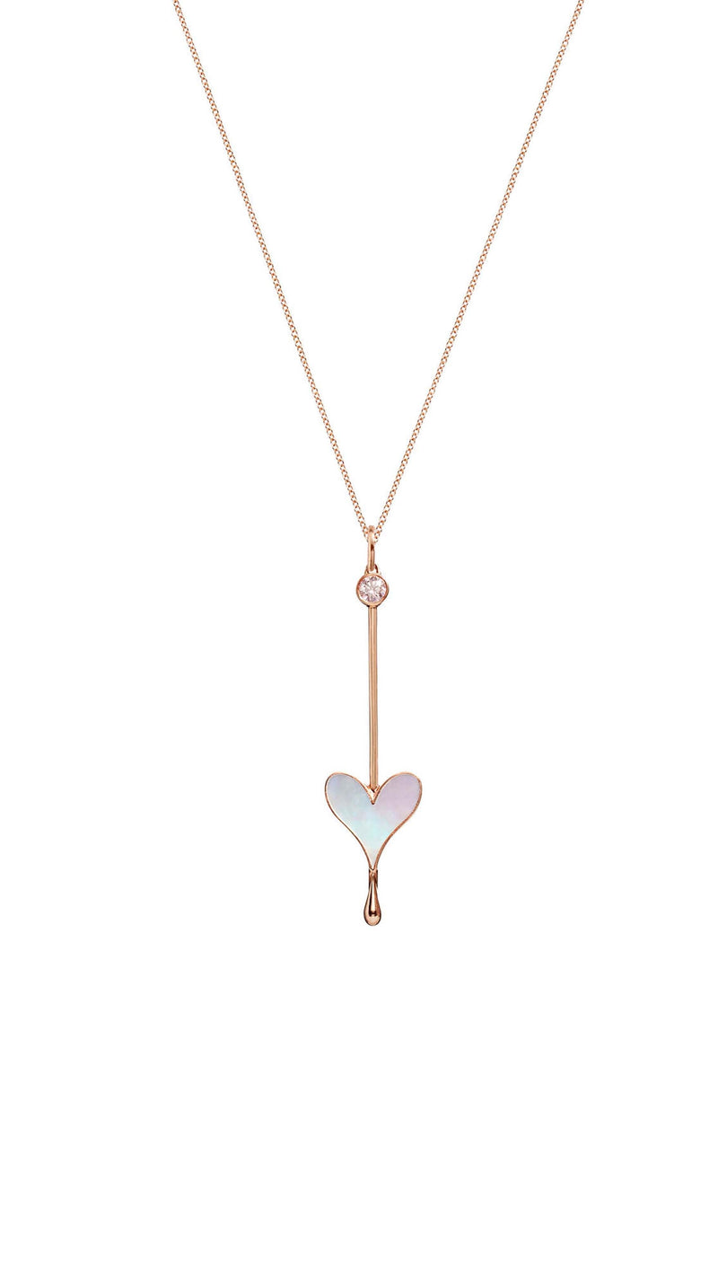 Love Wand Pendant in 18k Rose Gold with Pink Lab-grown Diamond