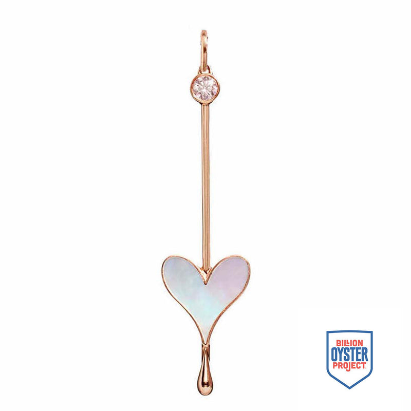 Love Wand Pendant in 18k Rose Gold with Pink Lab-grown Diamond