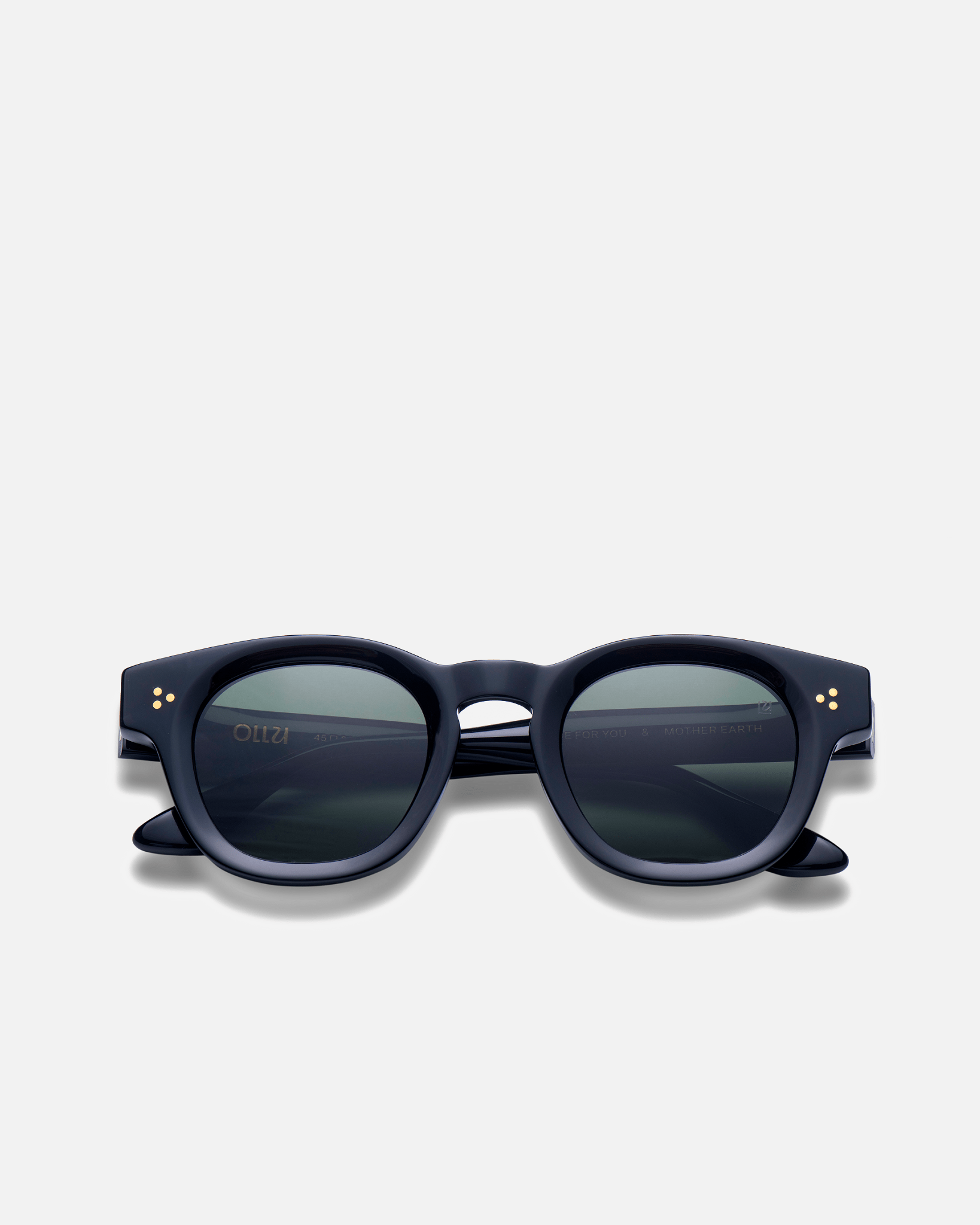 COCO Bio-Acetate Round Frame Sunglasses for Men & Women | Jetblack | Sunnies Collection | OLLU