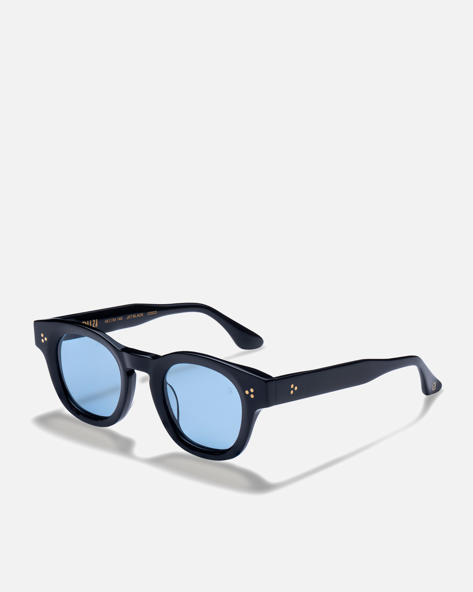 COCO Bio-Acetate Round Frame Sunglasses for Men & Women | Jetblack Blue | Sunnies Collection | OLLU