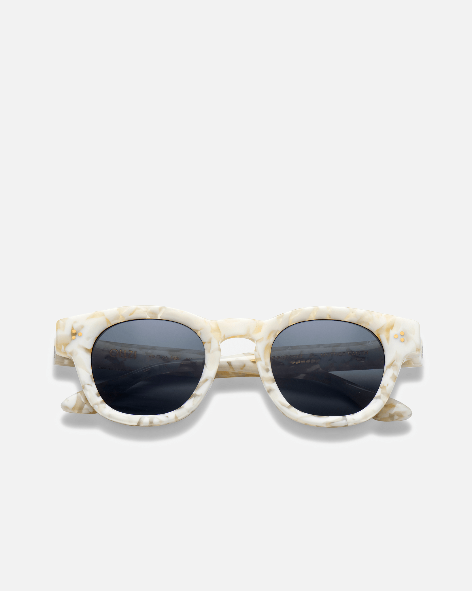 COCO Bio-Acetate Round Frame Sunglasses for Men & Women | Milky | Sunnies Collection | OLLU