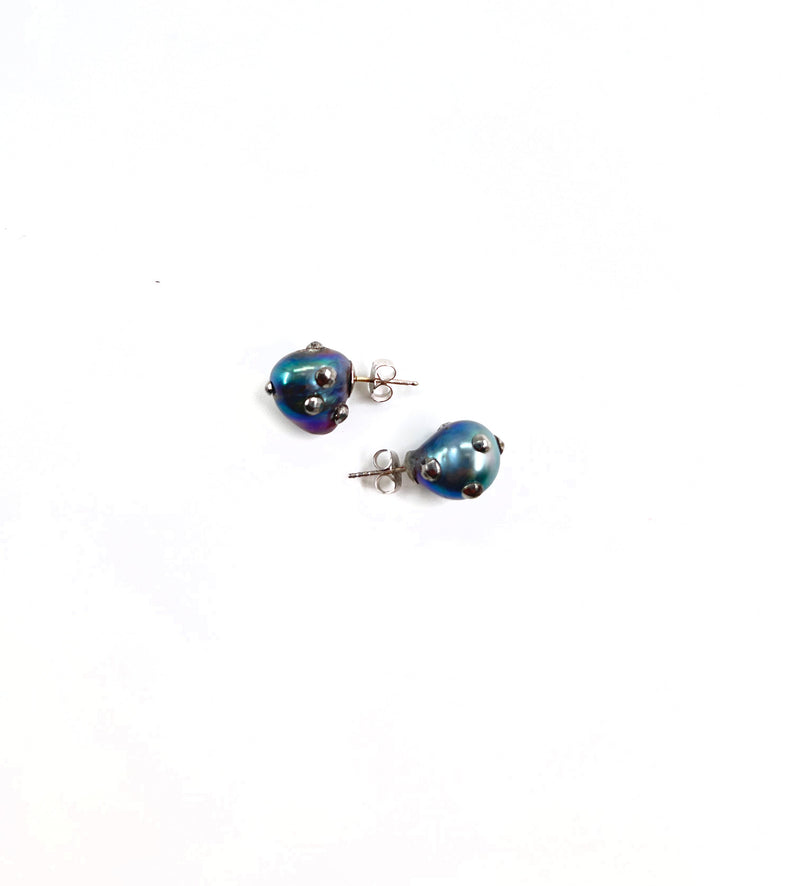 Bernard Cohen Black Pearl Stud Earrings