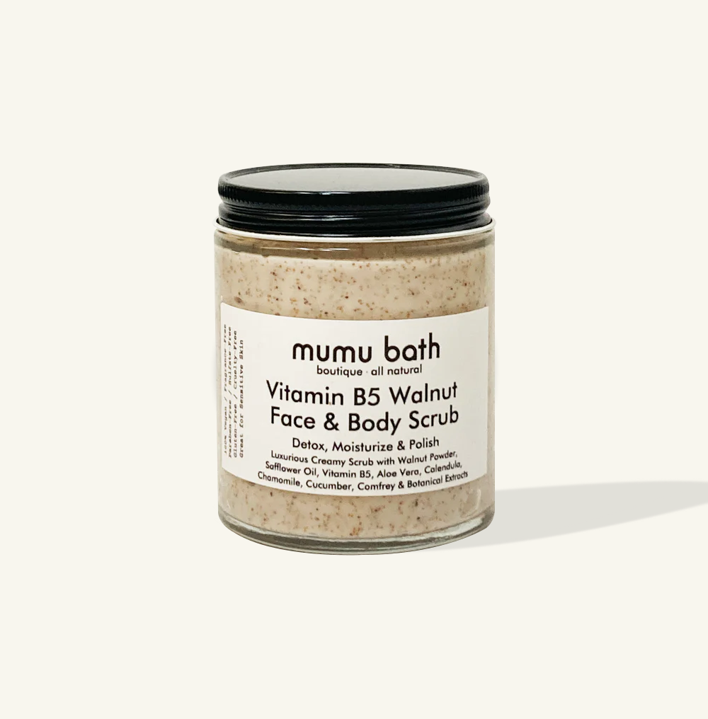 Vitamin B5 Walnut Face and Body Scrub, beauty product made by Mumu Bath