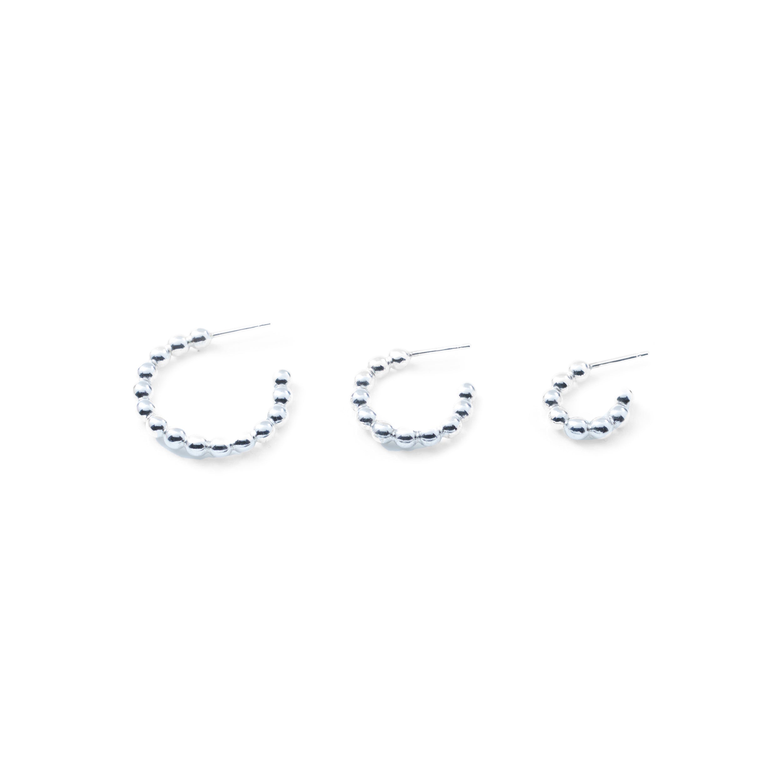 Thick Ball Hoop Earrings in Silver