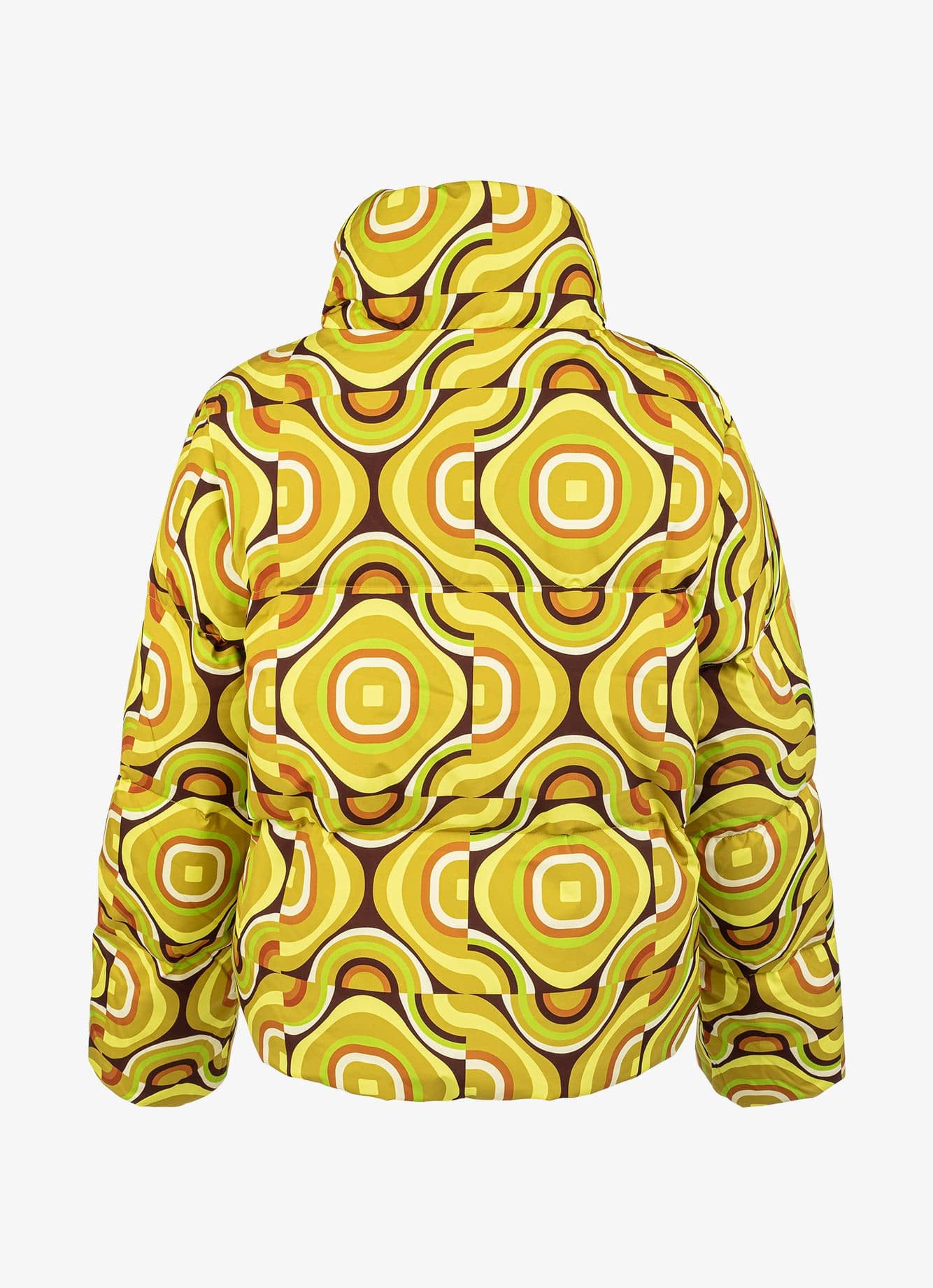 Goose Down Oversized Unisex Puffer Jacket - Retro Yellow Opp Art