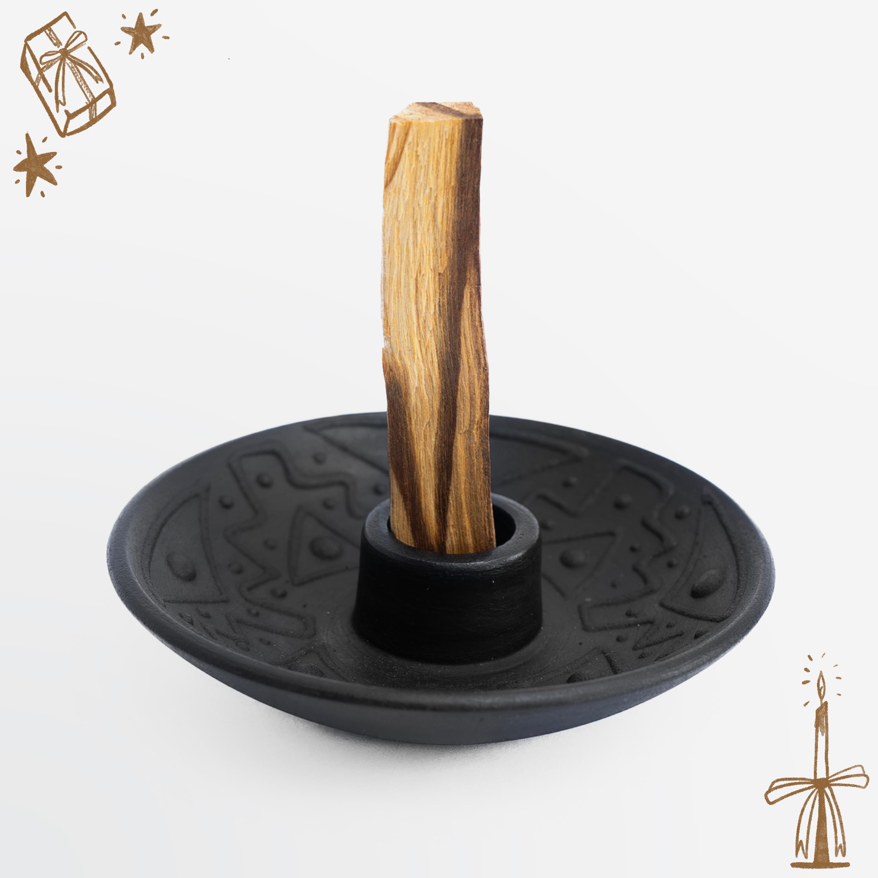 Palo Santo Holder Black Matte (with five Palo Santo Sticks)