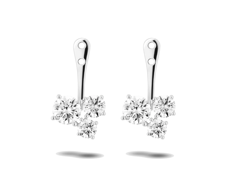 LIGHTBOX Lab-Grown Diamond 1 4/5 CT Cluster 3 Stone Enhancers with White Diamond