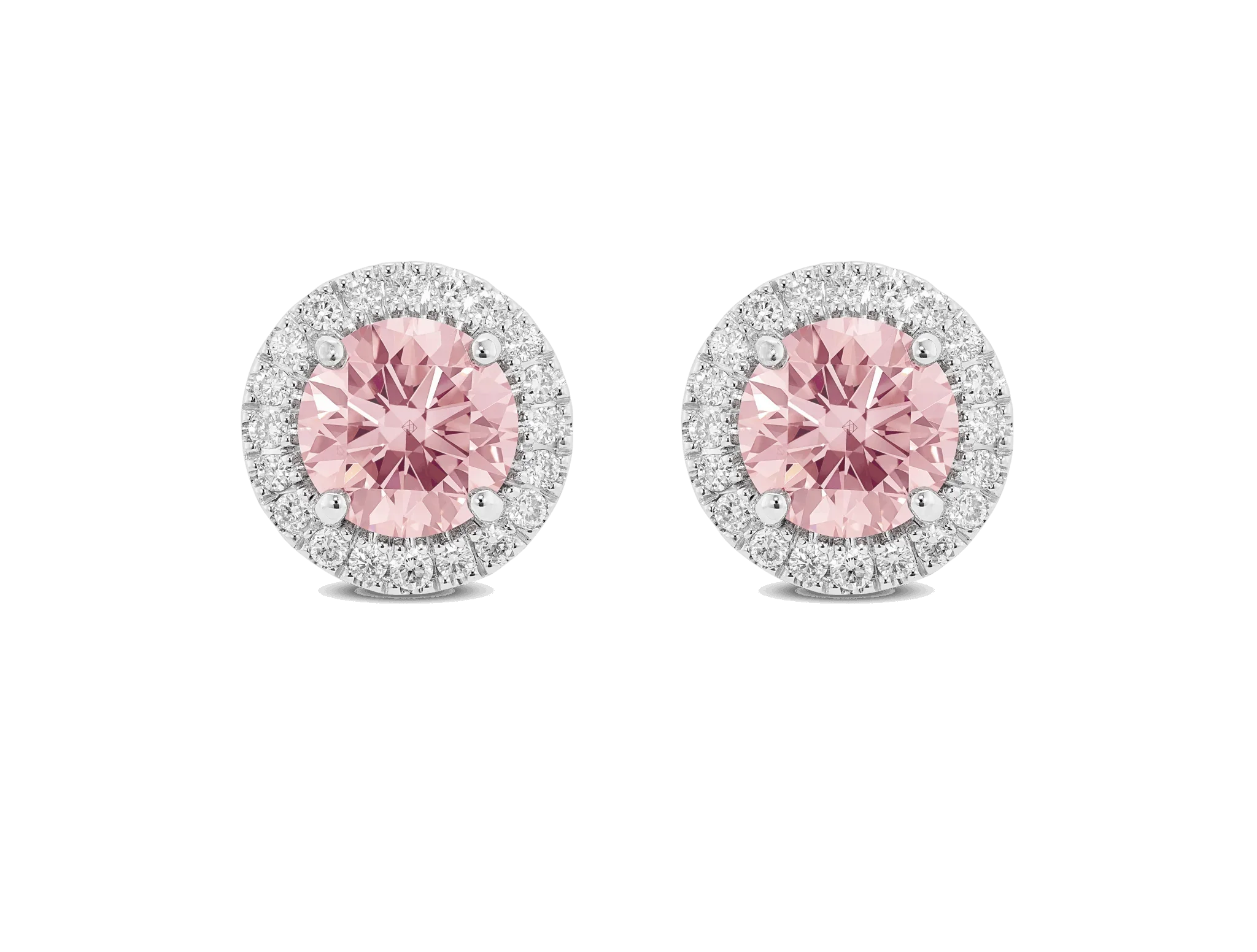 LIGHTBOX Lab-Grown Diamond 2 CT Halo Earrings with Pink Diamond