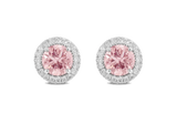 LIGHTBOX Lab-Grown Diamond 2 CT Halo Earrings with Pink Diamond