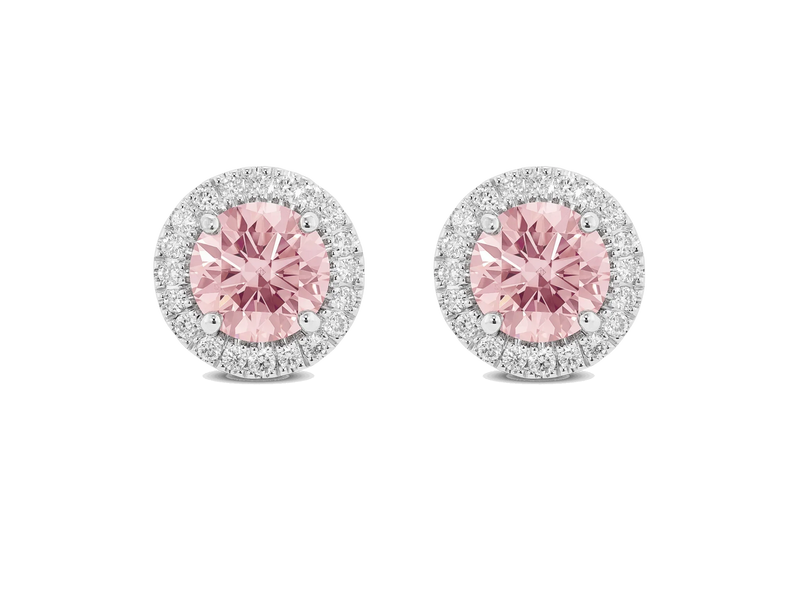 LIGHTBOX Lab-Grown Diamond 2 CT Halo Earrings with Pink Diamond