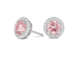 LIGHTBOX Lab-Grown Diamond 2 CT Halo Earrings with Pink Diamond