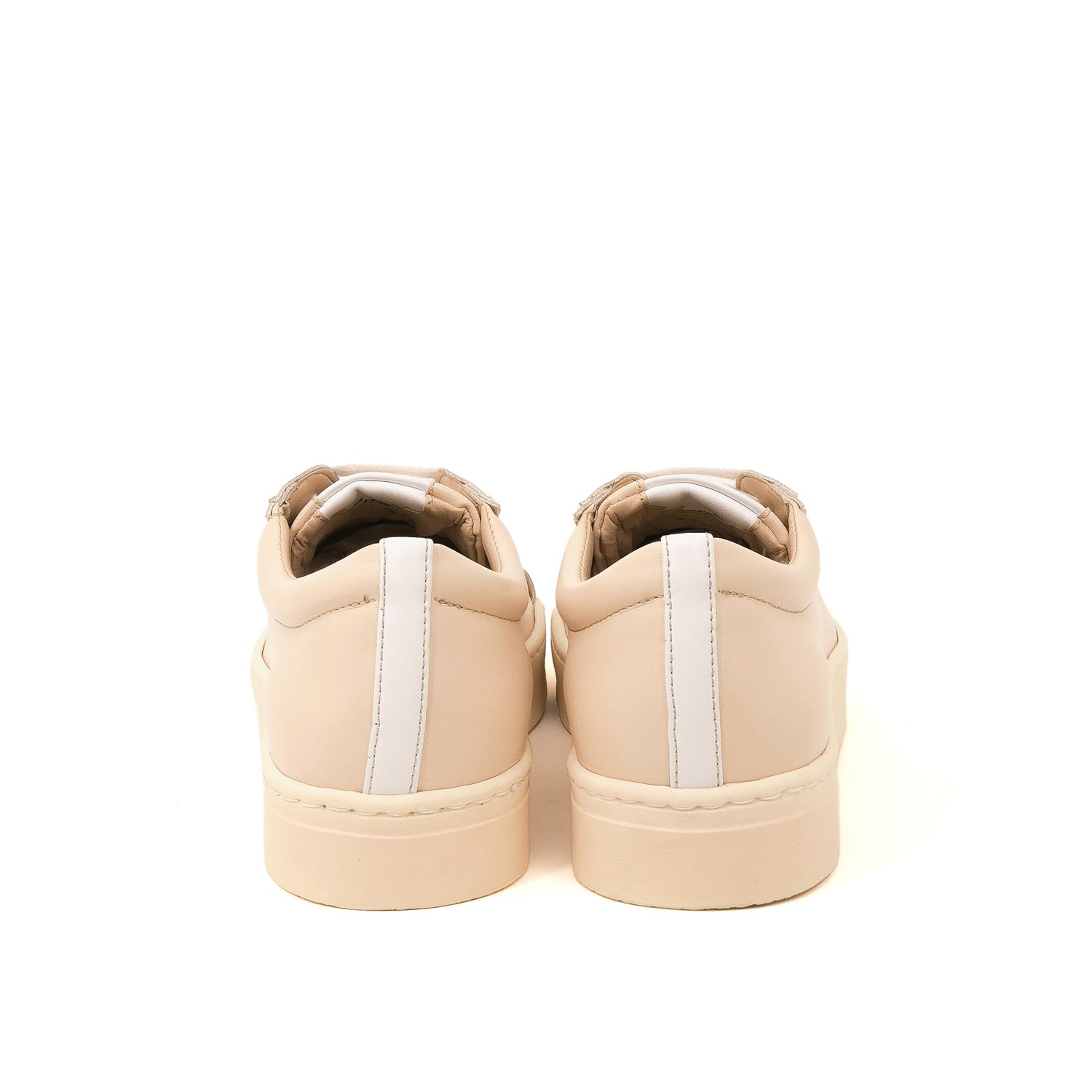 Sylven vegan tan sneakers back view